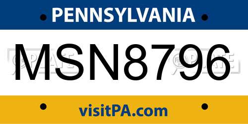 MSN8796 Pennsylvania License Plate