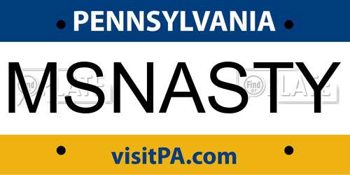 MSNASTY Pennsylvania License Plate