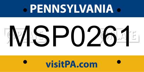MSP0261 Pennsylvania License Plate