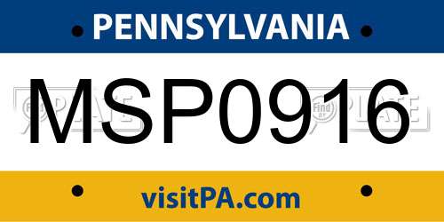 MSP0916 Pennsylvania License Plate