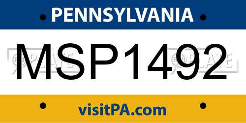 MSP1492 Pennsylvania License Plate