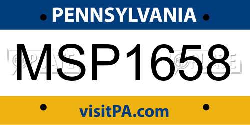 MSP1658 Pennsylvania License Plate