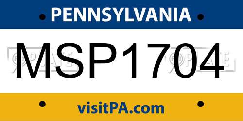MSP1704 Pennsylvania License Plate