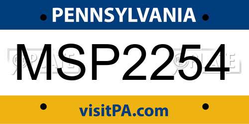 MSP2254 Pennsylvania License Plate