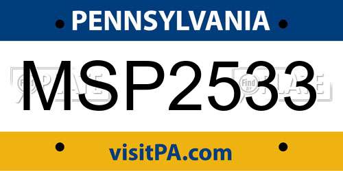 MSP2533 Pennsylvania License Plate