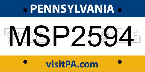 MSP2594 Pennsylvania License Plate