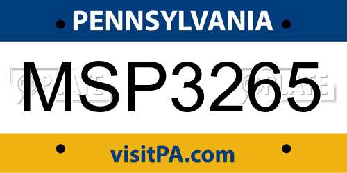 MSP3265 Pennsylvania License Plate