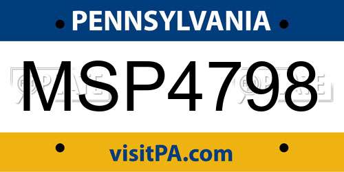 MSP4798 Pennsylvania License Plate