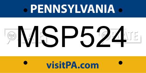 MSP524 Pennsylvania License Plate