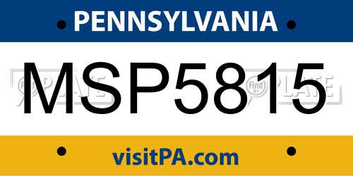 MSP5815 Pennsylvania License Plate