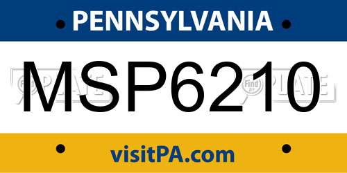 MSP6210 Pennsylvania License Plate