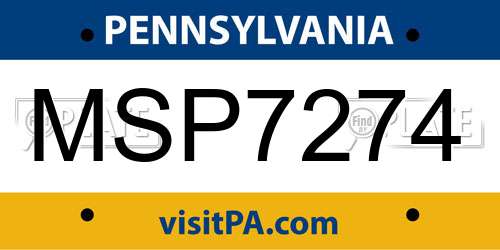 MSP7274 Pennsylvania License Plate
