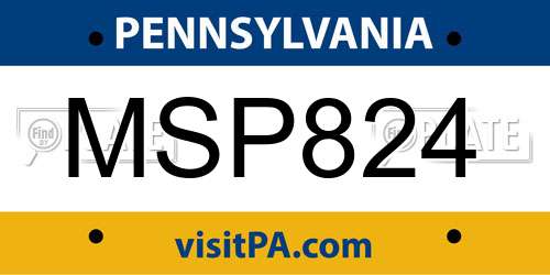 MSP824 Pennsylvania License Plate