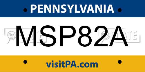 MSP82A Pennsylvania License Plate