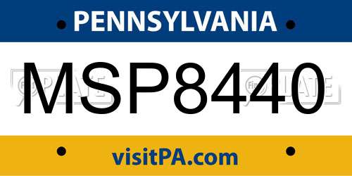 MSP8440 Pennsylvania License Plate