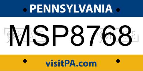 MSP8768 Pennsylvania License Plate