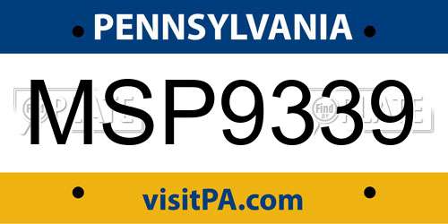 MSP9339 Pennsylvania License Plate