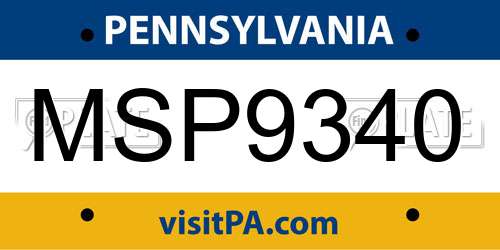 MSP9340 Pennsylvania License Plate