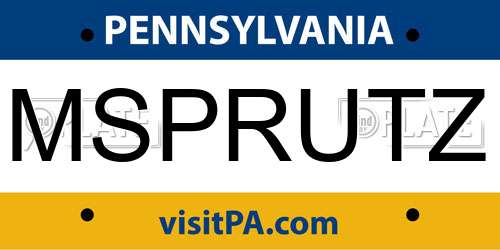 MSPRUTZ Pennsylvania License Plate