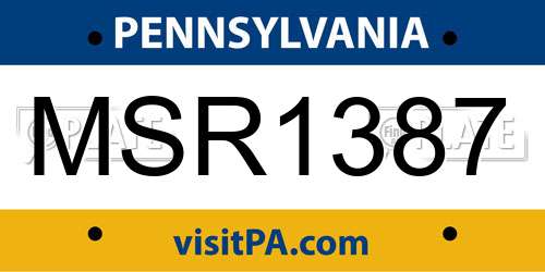 MSR1387 Pennsylvania License Plate