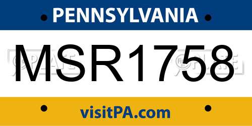 MSR1758 Pennsylvania License Plate