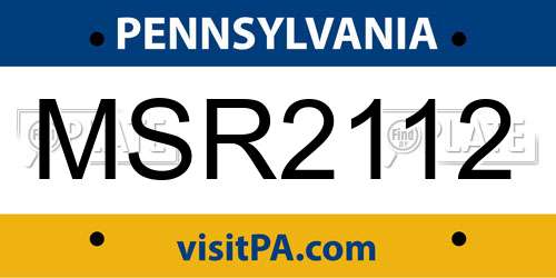 MSR2112 Pennsylvania License Plate