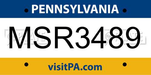 MSR3489 Pennsylvania License Plate