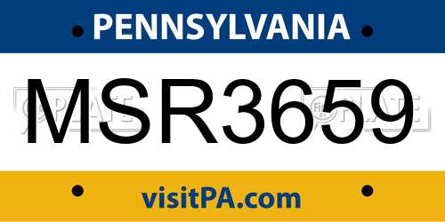 MSR3659 Pennsylvania License Plate