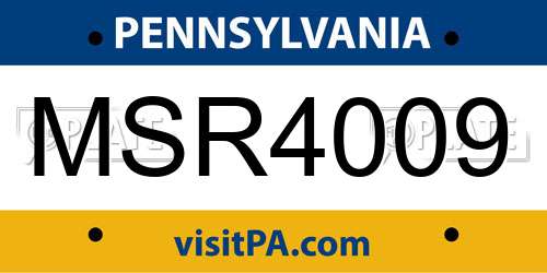 MSR4009 Pennsylvania License Plate