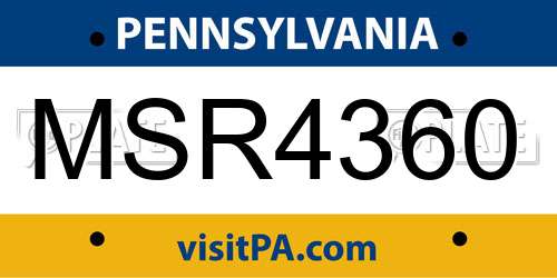 MSR4360 Pennsylvania License Plate