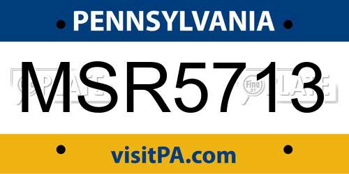 MSR5713 Pennsylvania License Plate