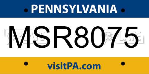 MSR8075 Pennsylvania License Plate