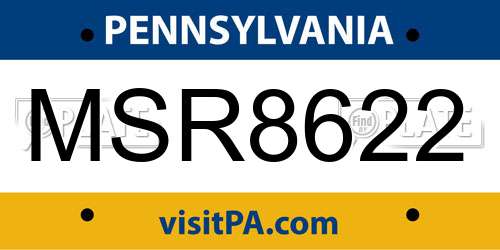 MSR8622 Pennsylvania License Plate
