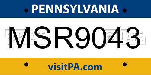 MSR9043 Pennsylvania License Plate