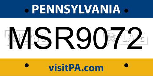 MSR9072 Pennsylvania License Plate