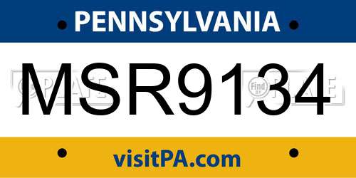 MSR9134 Pennsylvania License Plate