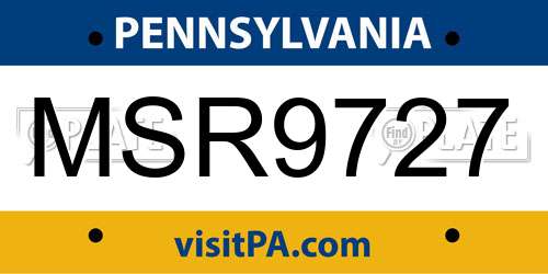 MSR9727 Pennsylvania License Plate