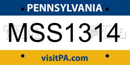MSS1314 Pennsylvania License Plate