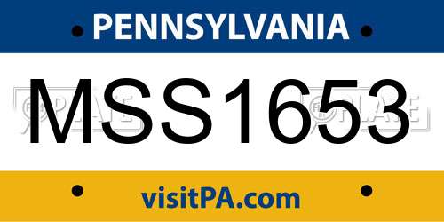 MSS1653 Pennsylvania License Plate