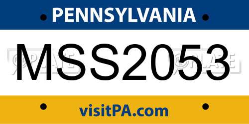 MSS2053 Pennsylvania License Plate