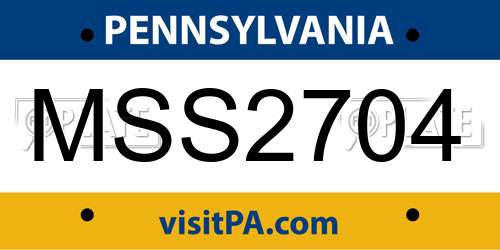 MSS2704 Pennsylvania License Plate