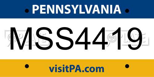 MSS4419 Pennsylvania License Plate