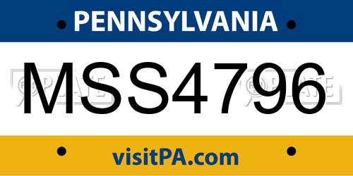 MSS4796 Pennsylvania License Plate
