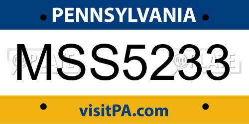 MSS5233 Pennsylvania License Plate