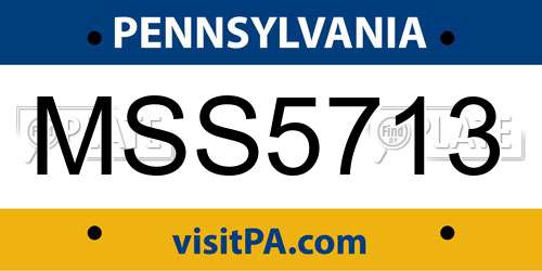 MSS5713 Pennsylvania License Plate