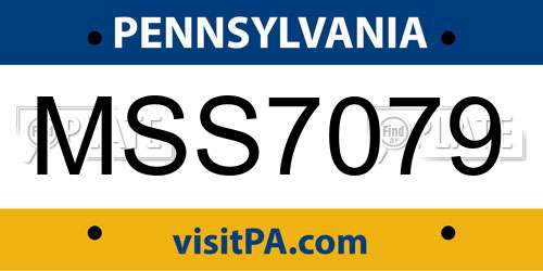 MSS7079 Pennsylvania License Plate