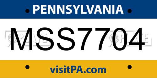 MSS7704 Pennsylvania License Plate