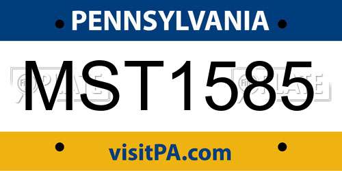 MST1585 Pennsylvania License Plate