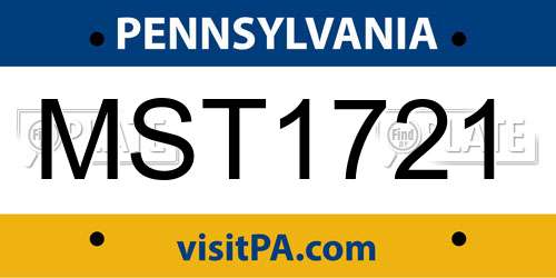 MST1721 Pennsylvania License Plate