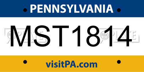 MST1814 Pennsylvania License Plate